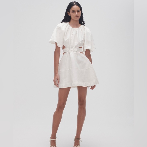 Aje Psychedelia Mimosa Cut Out Mini Dress Ivory White Size 8 US / 12 AU - Picture 1 of 6